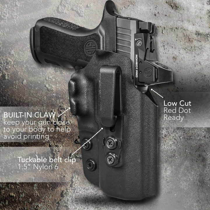 Sig Sauer P320 Compact/ X-Carry IWB Tuckable Red Dot Ready w/ Integrated Claw Holster Black 7