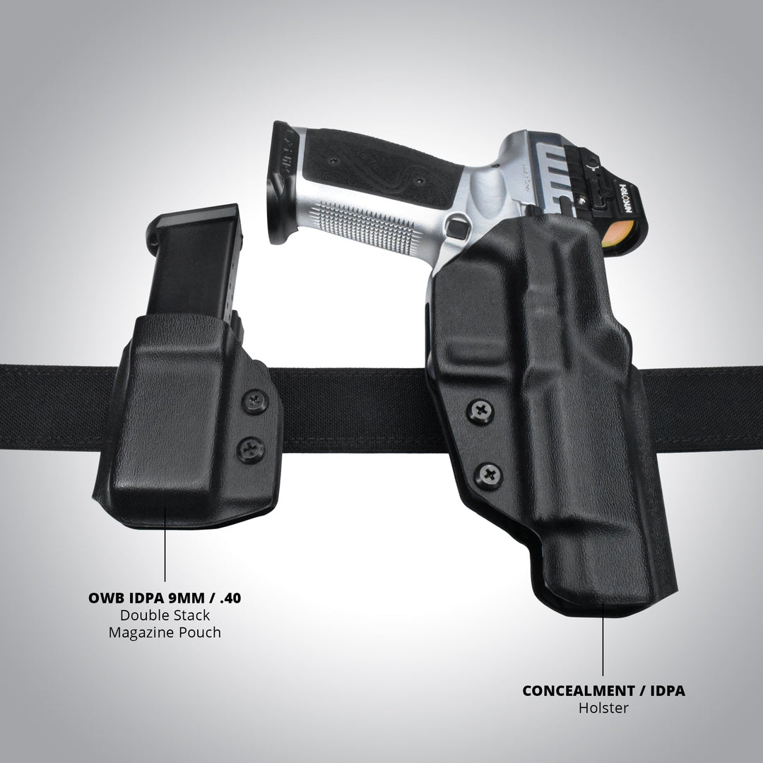 OWB Concealment/IDPA Holster & Universal Mag Pouch Combo – 9mm/.40 Double Stack Compatible